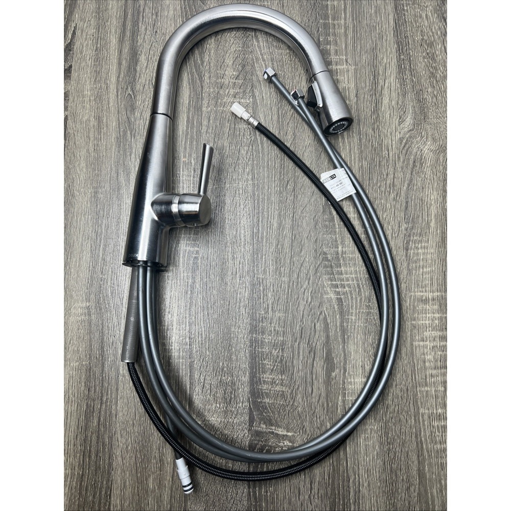 Delta Essa Pull-Down Bar/Prep Kitchen Faucet Arctic Stainless Steel Excellent!